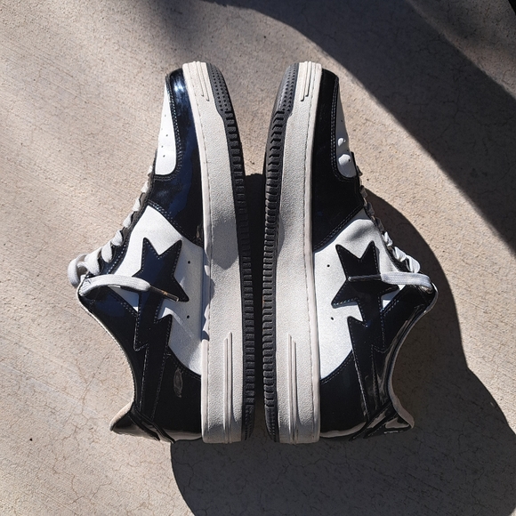 A Bathing Ape Bapesta Low Patent Black Sneaker Mens Shoes Size 12 - Picture 3 of 10